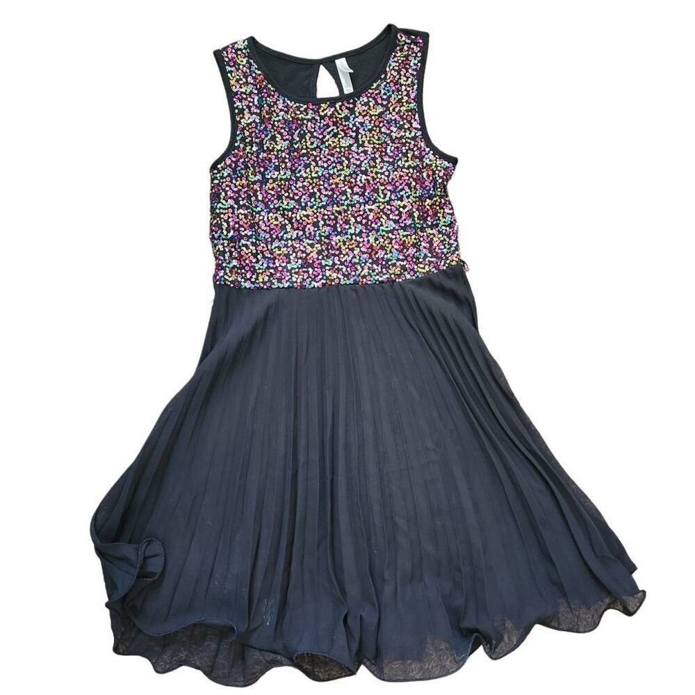 Xhilaration girls large 10-12 sequin sparkle sleeveless dress party twirl pleate